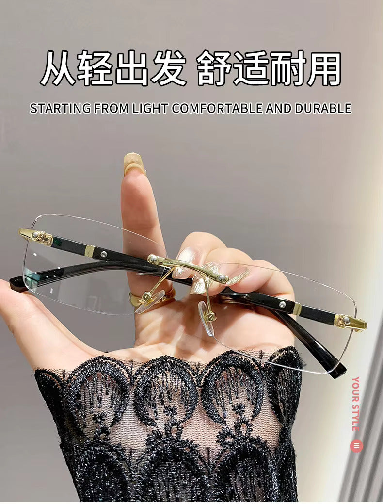 Metal Rimless Frames Photochromic, Anti Blue Light Blocking & UV400 Protection Glasses