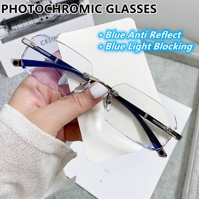 TR90 Diamond Side Scrap Photochromic, Anti-Blue Light Blocking & UV Protection Anti Glare Glasses