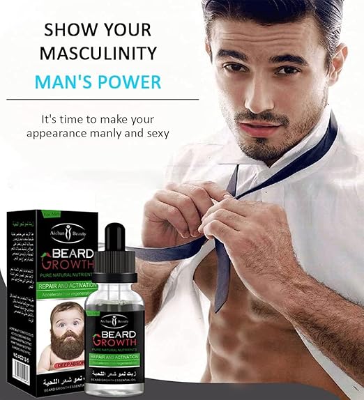 Beard, Mustache & Eyebrow Hair Growth Oil - Deep Conditioning, Nourishing & Hydrating Oil for Healthy Growth- ( BUY 1 GET 1 FREE )