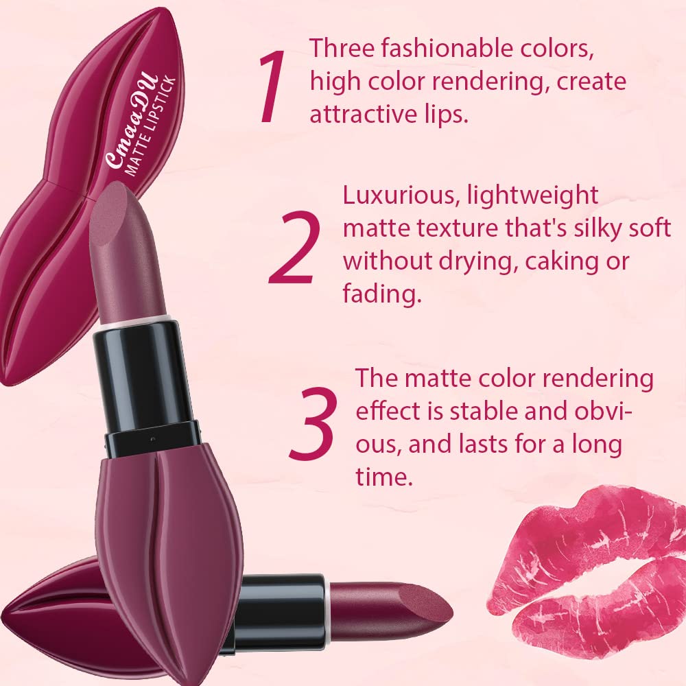 2Pcs Matte Velvet Lipstick - Long Lasting Waterproof Smudge Proof 24 Hours Lip Stick