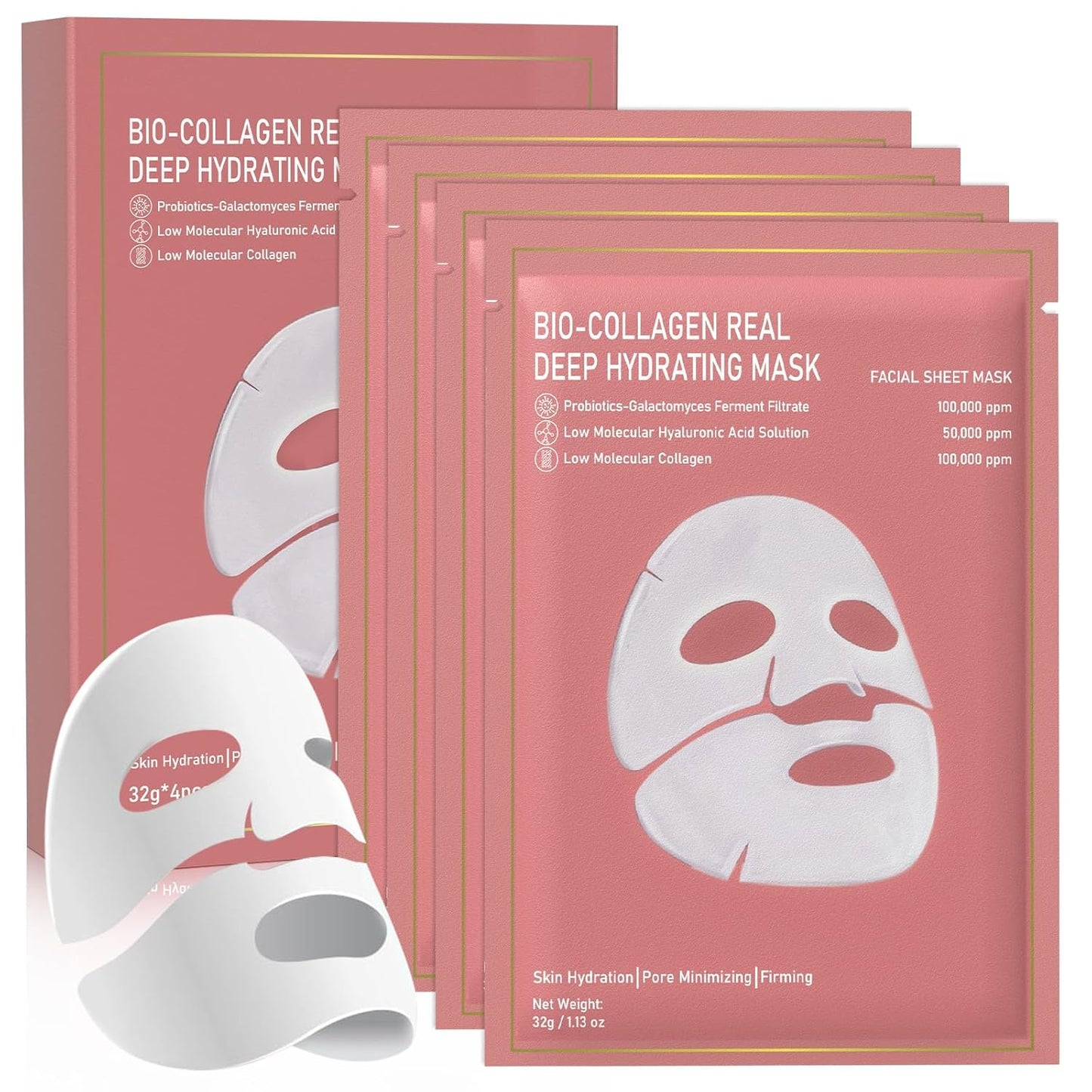 Bio-Collagen Real Deep Mask - Hydrating Overnight Hydrogel Mask, Pore Minimizing, Elasticity Enhancing, Firming & Moisturizing for All Skin Types