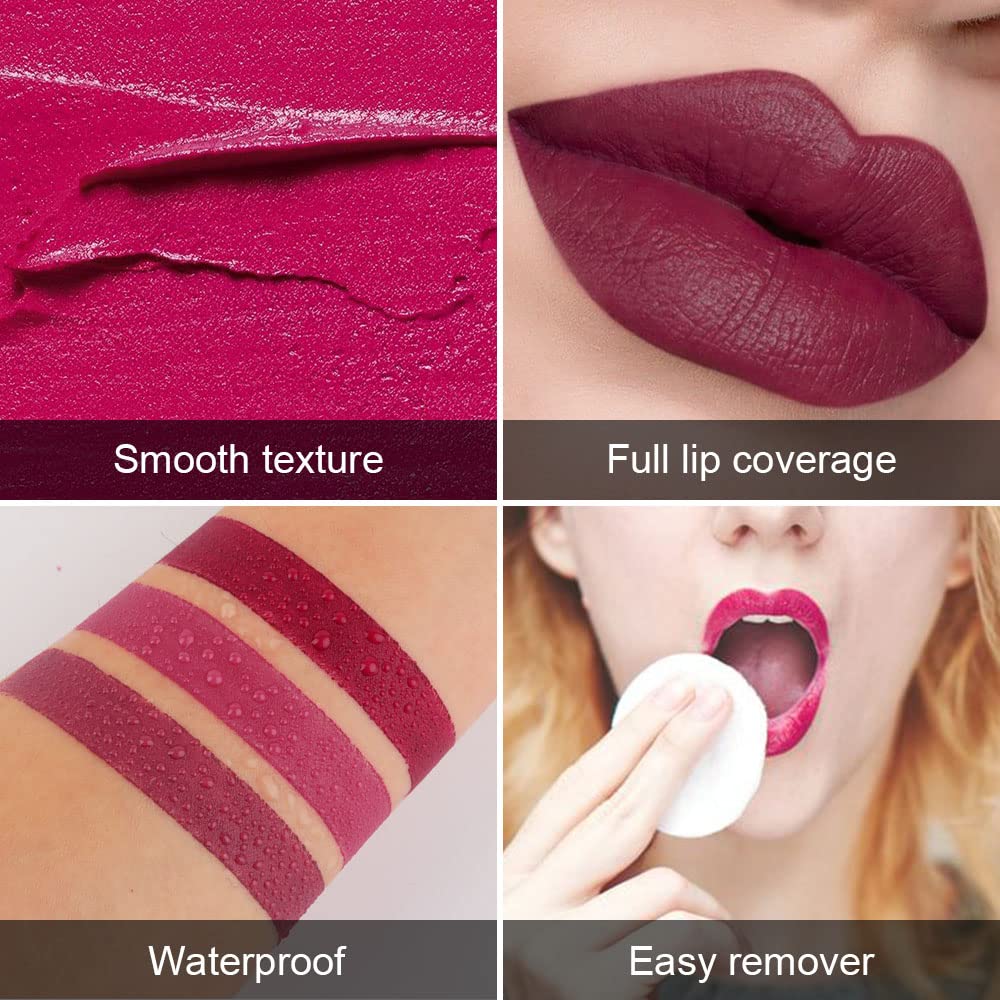 2Pcs Matte Velvet Lipstick - Long Lasting Waterproof Smudge Proof 24 Hours Lip Stick