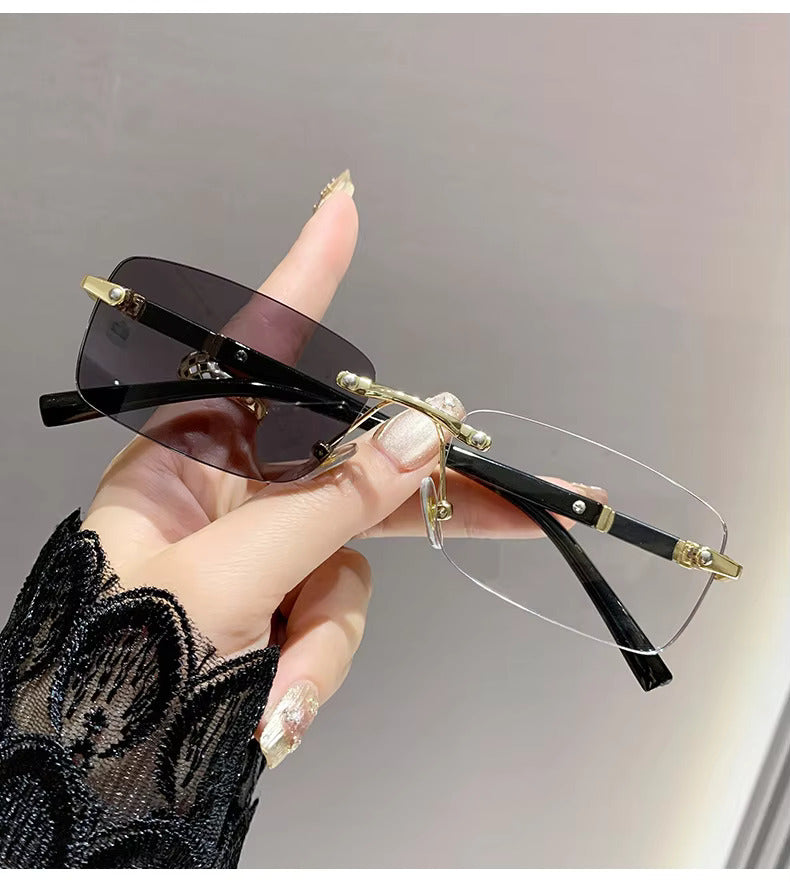 Metal Rimless Frames Photochromic, Anti Blue Light Blocking & UV400 Protection Glasses