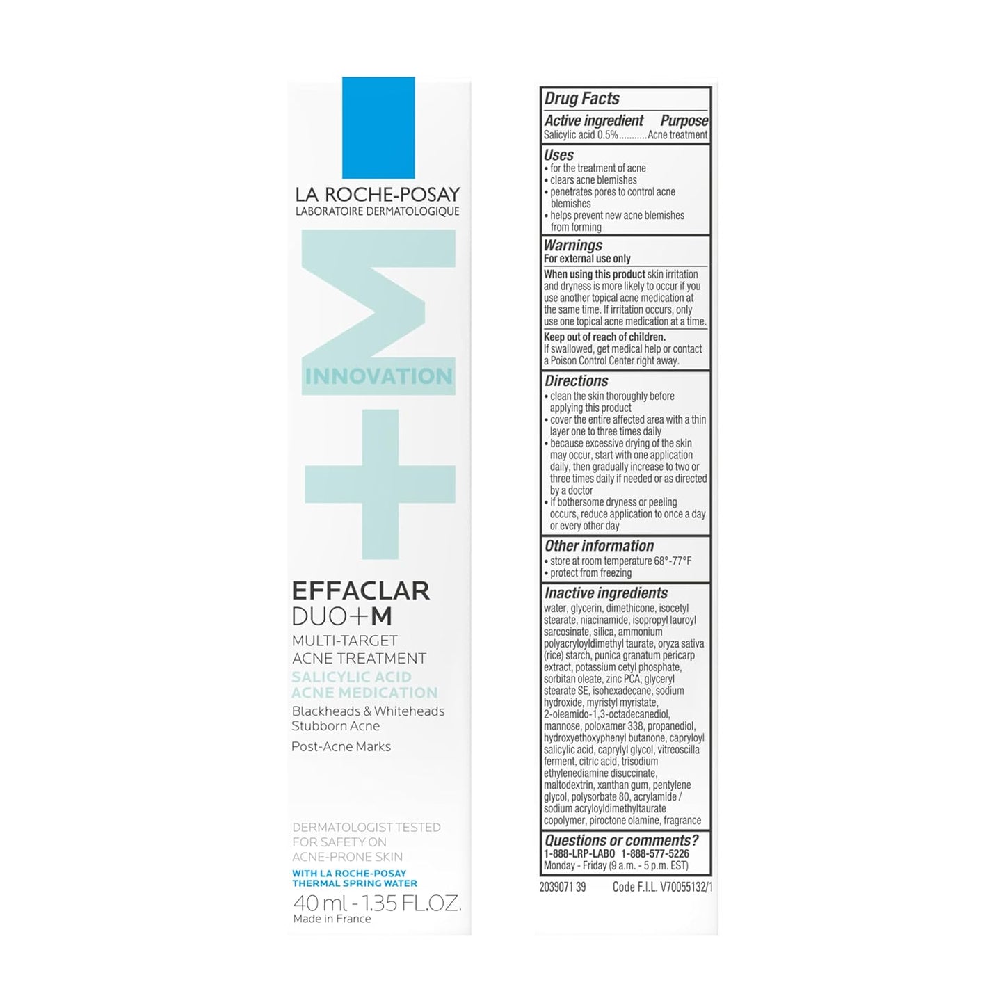 La Roche-Posay Effaclar Salicylic Acid Acne Treatment For Face, Mattifying Acne Gel Cream Spot Treatment for Blackheads, Whiteheads & Pores
