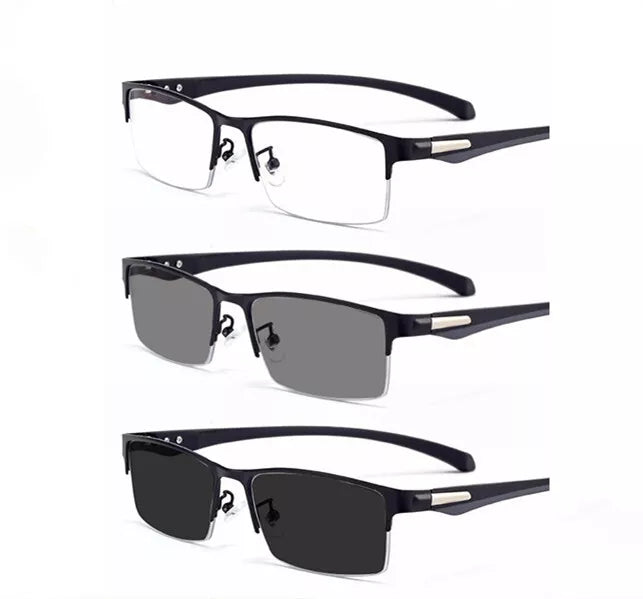 Progressive Photochromic, UV400 Protection & Blue Light Blocking Semi-Rimless Sunglasses