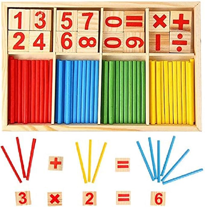 Mathematical Intelligence Sticks Set– Wooden Counting Number Blocks & Sticks