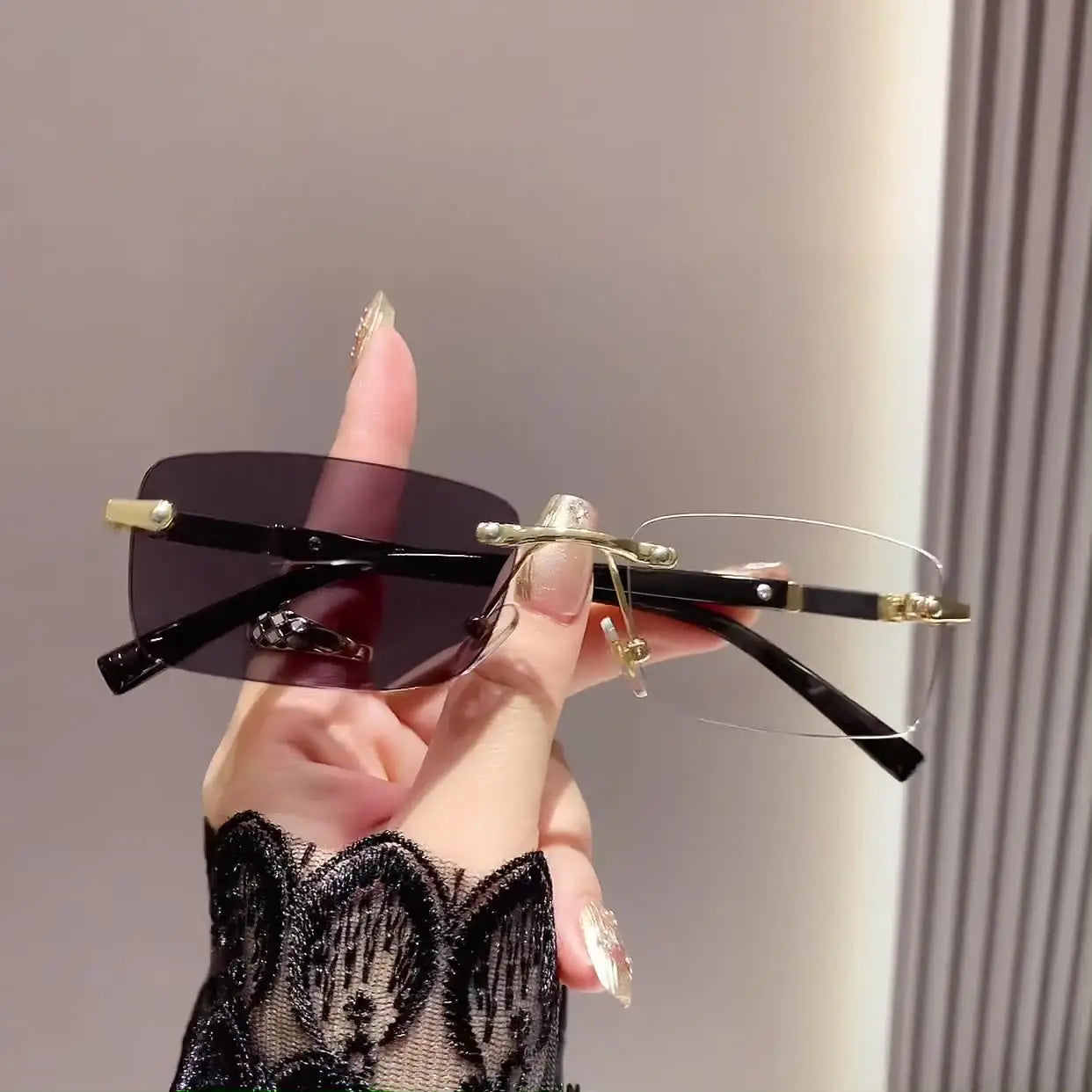 Metal Rimless Frames Photochromic, Anti Blue Light Blocking & UV400 Protection Glasses