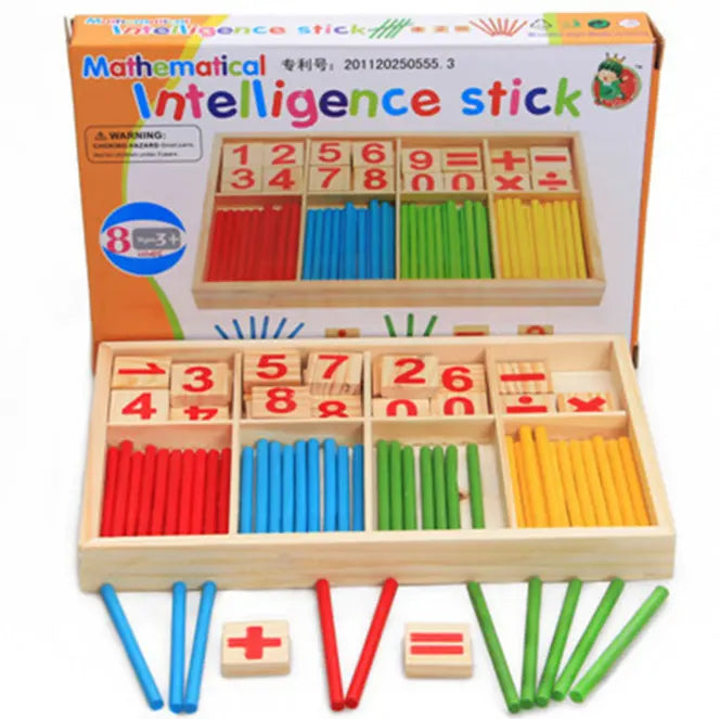 Mathematical Intelligence Sticks Set– Wooden Counting Number Blocks & Sticks