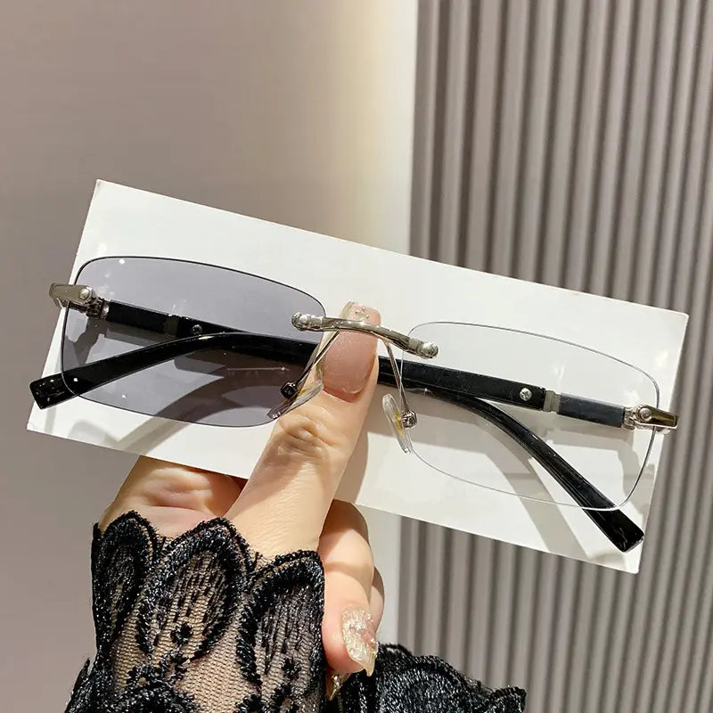 Metal Rimless Frames Photochromic, Anti Blue Light Blocking & UV400 Protection Glasses