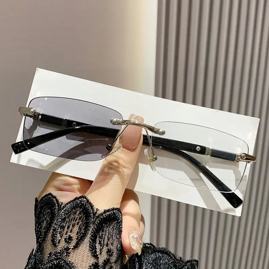 Metal Rimless Frames Photochromic, Anti Blue Light Blocking & UV400 Protection Glasses