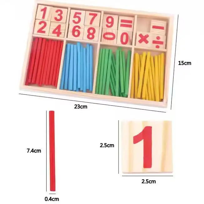Mathematical Intelligence Sticks Set– Wooden Counting Number Blocks & Sticks