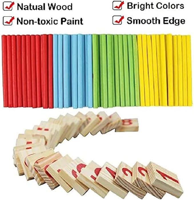 Mathematical Intelligence Sticks Set– Wooden Counting Number Blocks & Sticks