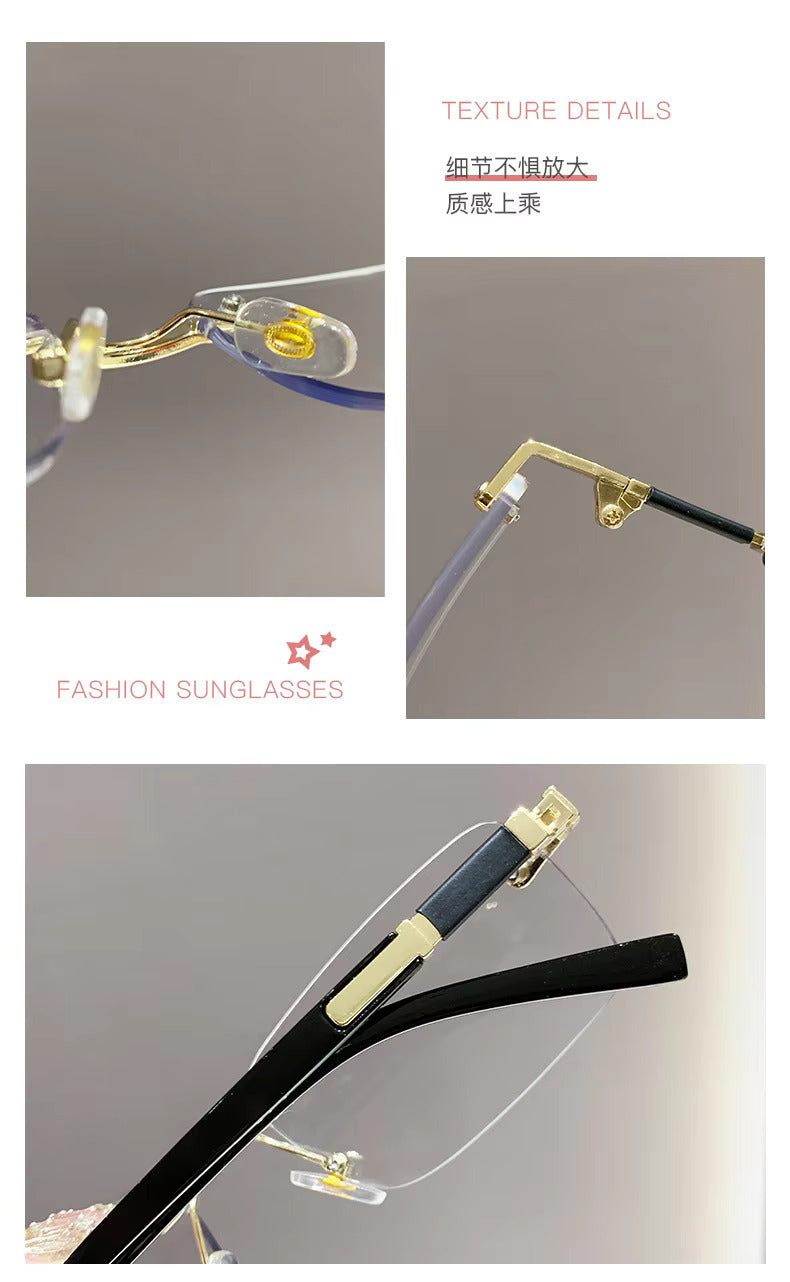 Metal Rimless Frames Photochromic, Anti Blue Light Blocking & UV400 Protection Glasses