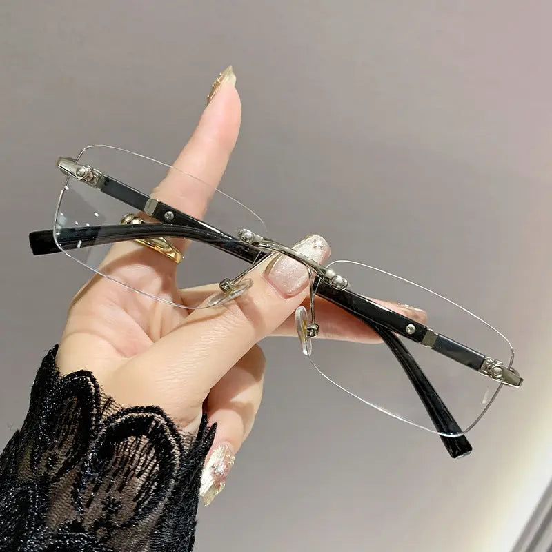 Metal Rimless Frames Photochromic, Anti Blue Light Blocking & UV400 Protection Glasses