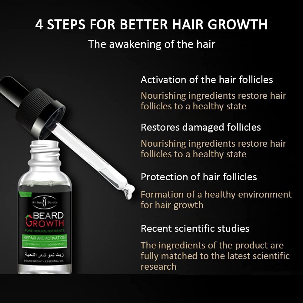 Beard, Mustache & Eyebrow Hair Growth Oil - Deep Conditioning, Nourishing & Hydrating Oil for Healthy Growth- ( BUY 1 GET 1 FREE )
