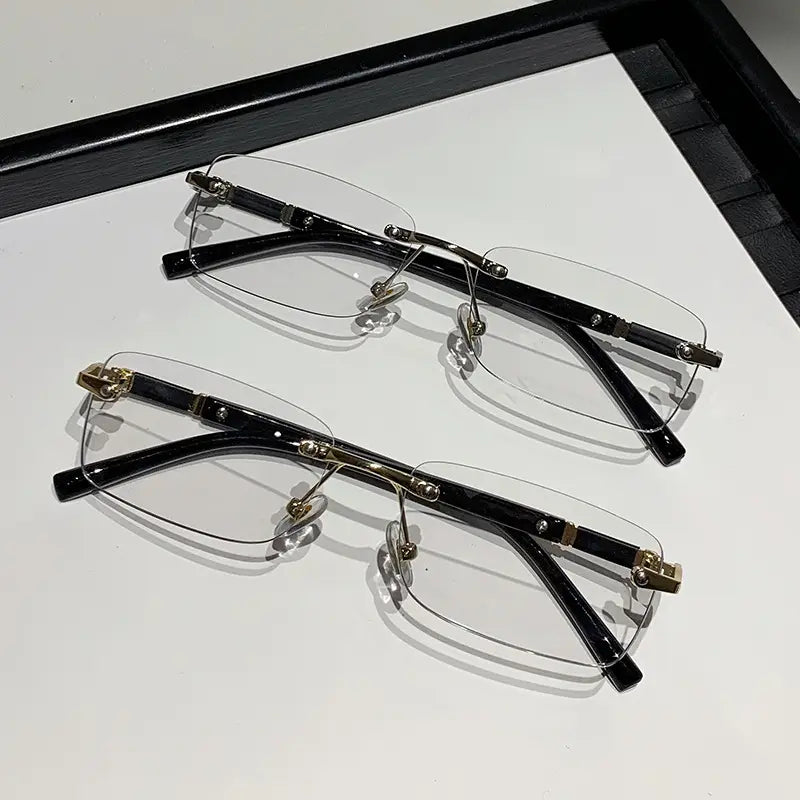 Metal Rimless Frames Photochromic, Anti Blue Light Blocking & UV400 Protection Glasses
