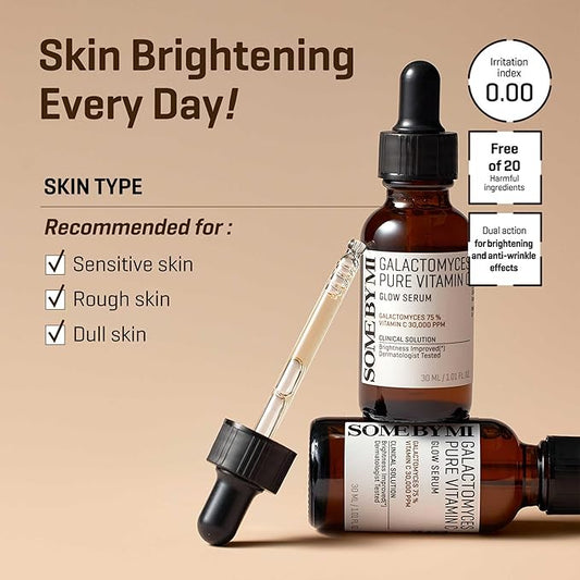 SOME BY MI Galactomyces Pure Vitamin C Glow Serum – For Brightening / Evening Skin Tone, Moisturising / Hydration & Improving Skin Texture