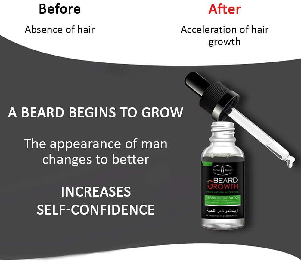 Beard, Mustache & Eyebrow Hair Growth Oil - Deep Conditioning, Nourishing & Hydrating Oil for Healthy Growth- ( BUY 1 GET 1 FREE )