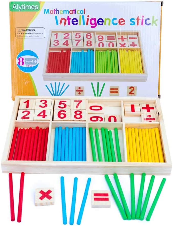 Mathematical Intelligence Sticks Set– Wooden Counting Number Blocks & Sticks