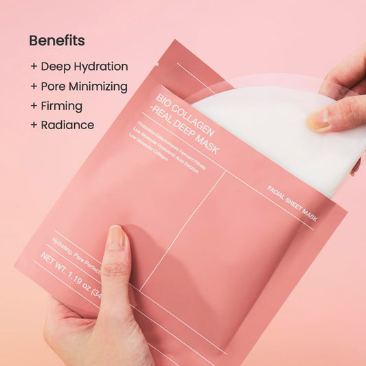 Bio-Collagen Real Deep Mask - Hydrating Overnight Hydrogel Mask, Pore Minimizing, Elasticity Enhancing, Firming & Moisturizing for All Skin Types