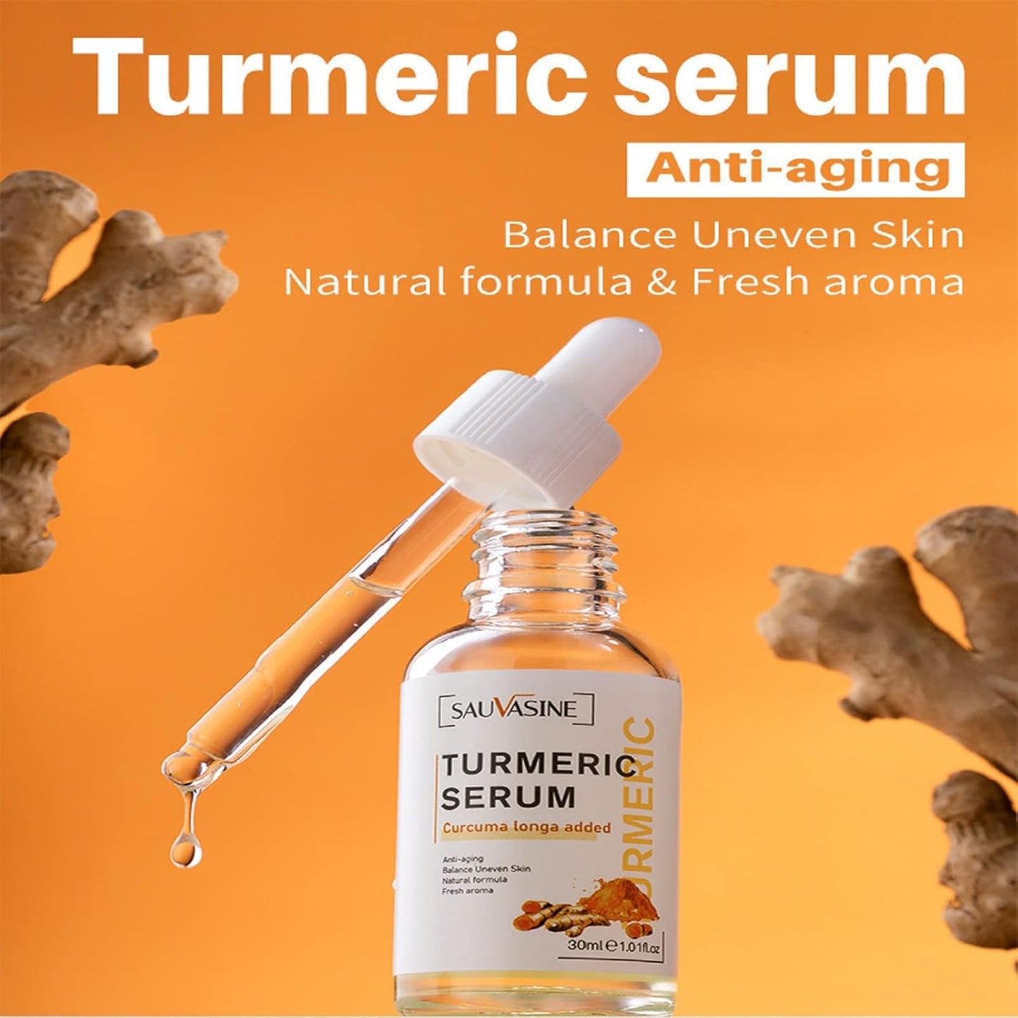 Turmeric Dark Spot Serum - Fights Acne, Evens Skin Tone, Minimizes Pores, Anti-Aging, Reduces Hyperpigmentation, Age Spots & Sun Spot