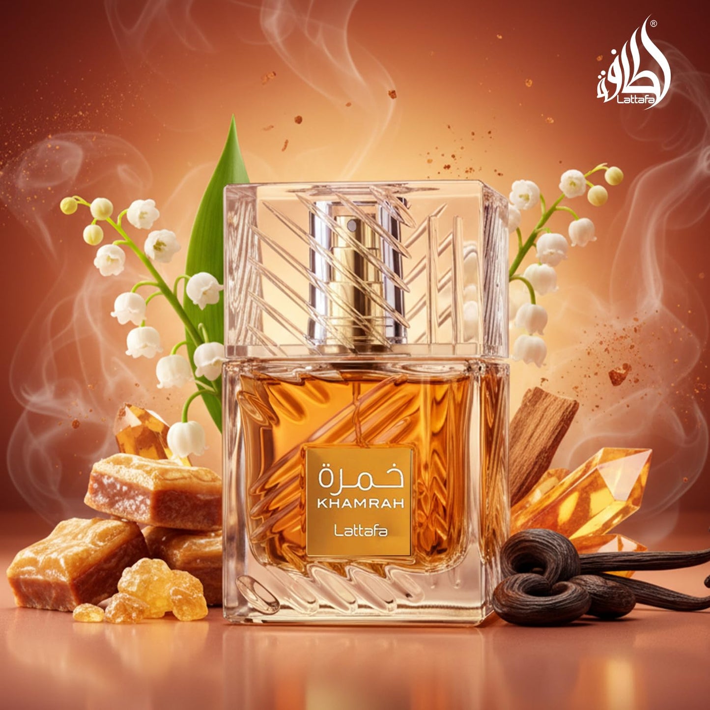 Lattafa Khamrah Perfume - Vanilla, Warm Spicy, Amber, Cinnamon - Eau de Parfum Long-Lasting Fragrance for Unisex - 100 ml