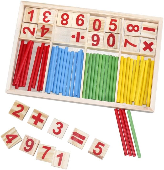Mathematical Intelligence Sticks Set– Wooden Counting Number Blocks & Sticks