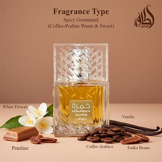 Lattafa Khamrah Qahwa Perfume - Vanilla, Warm Spicy, Cinnamon, Sweet - Eau de Parfum Long-Lasting Fragrance for Unisex - 100 ml